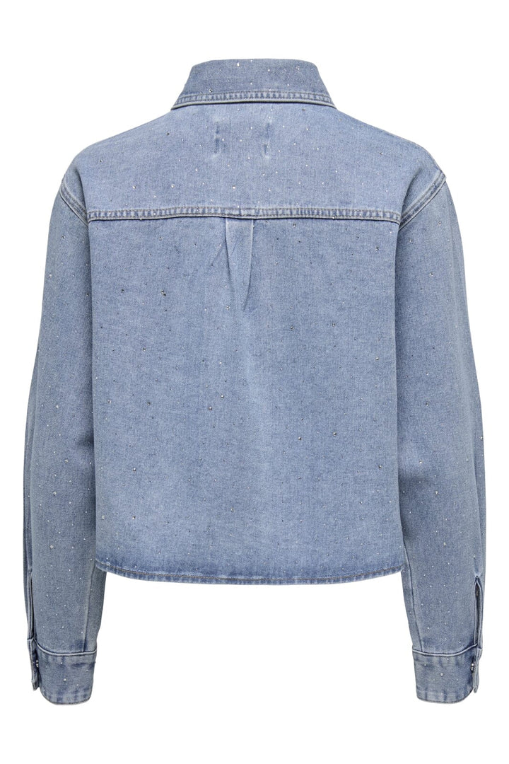 Only - Onlmaggiemay L/S Rhinest Shirt - 4849399 Light Blue Denim