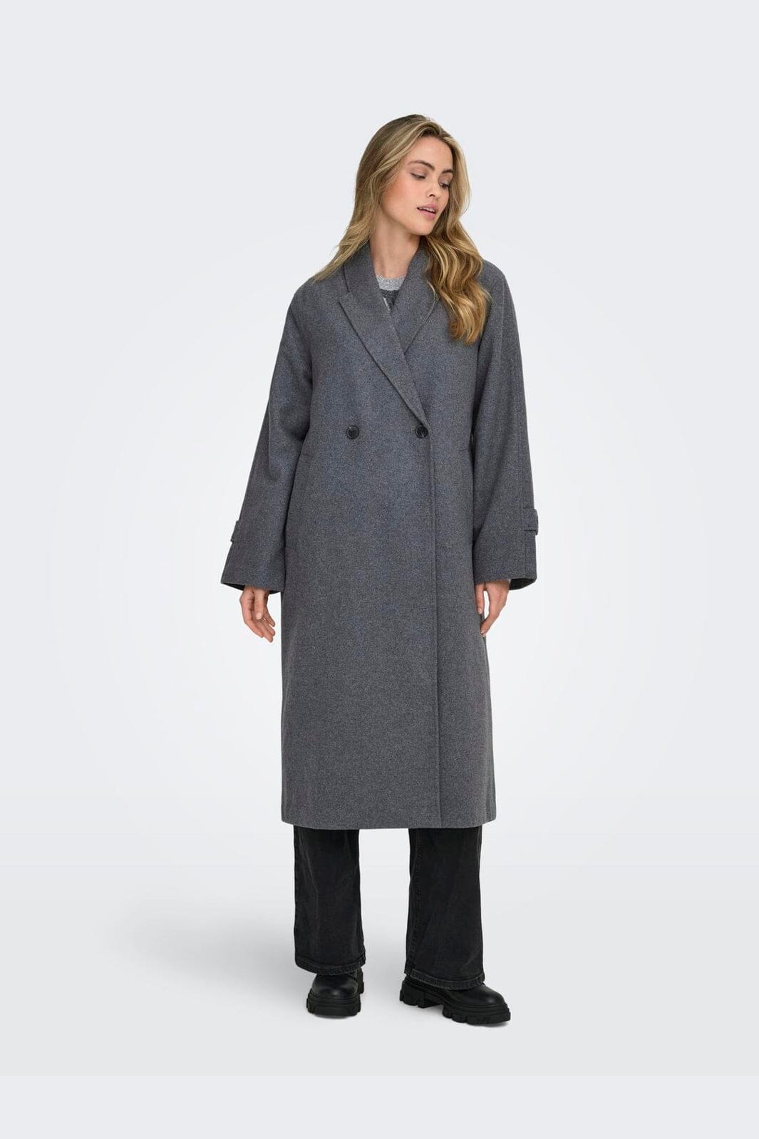 Only - Onlmaisy Oversized Wool Coat - 4951405 Dark Grey Melange