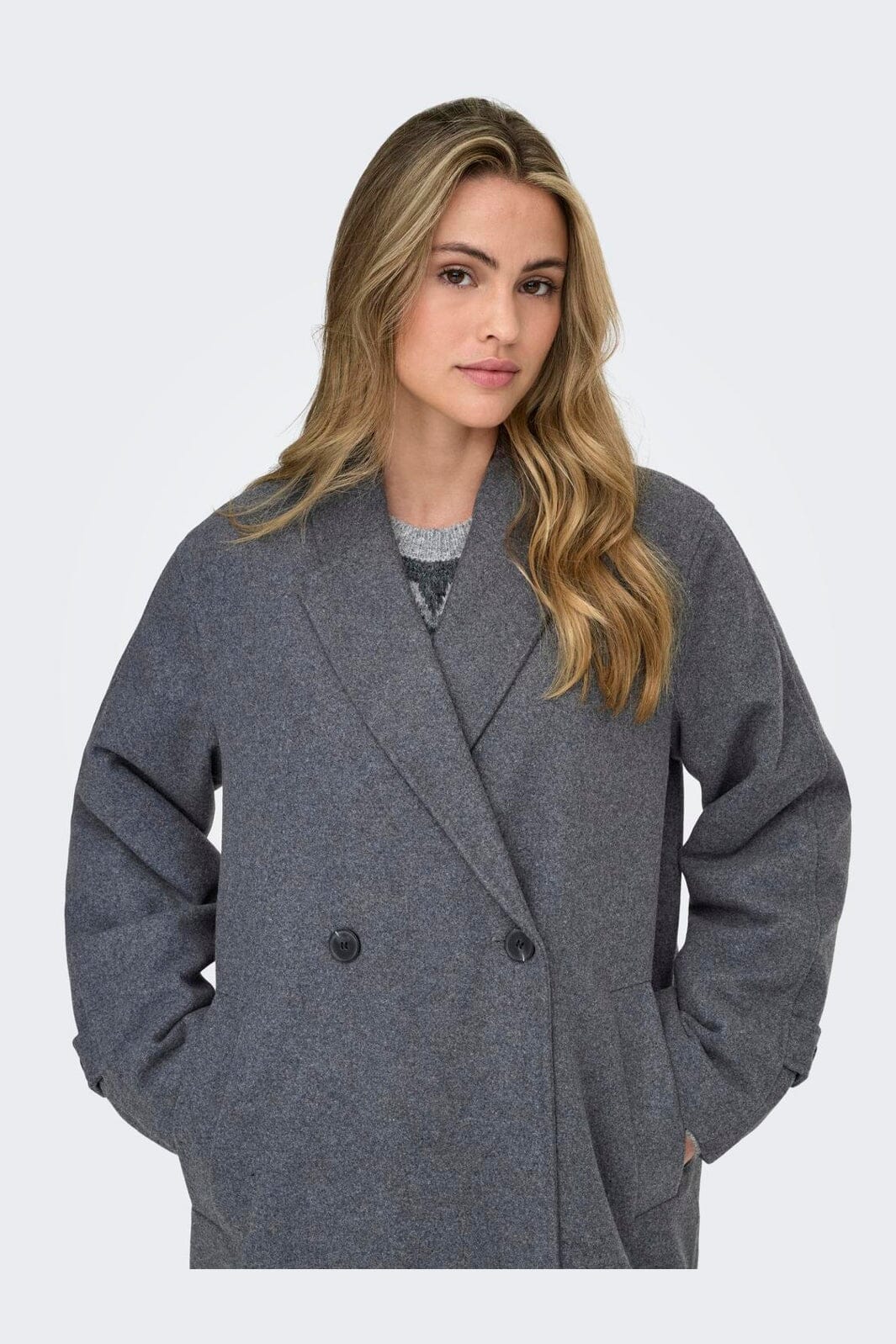 Only - Onlmaisy Oversized Wool Coat - 4951405 Dark Grey Melange