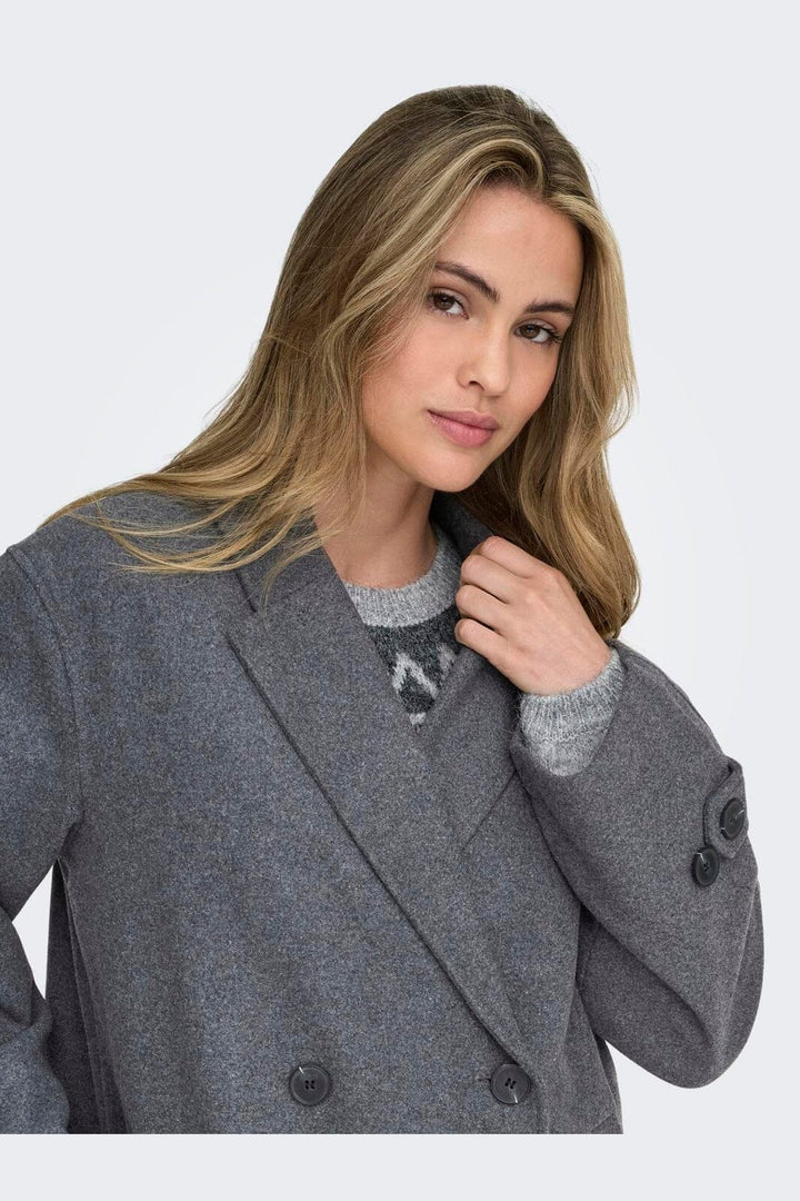 Only - Onlmaisy Oversized Wool Coat - 4951405 Dark Grey Melange