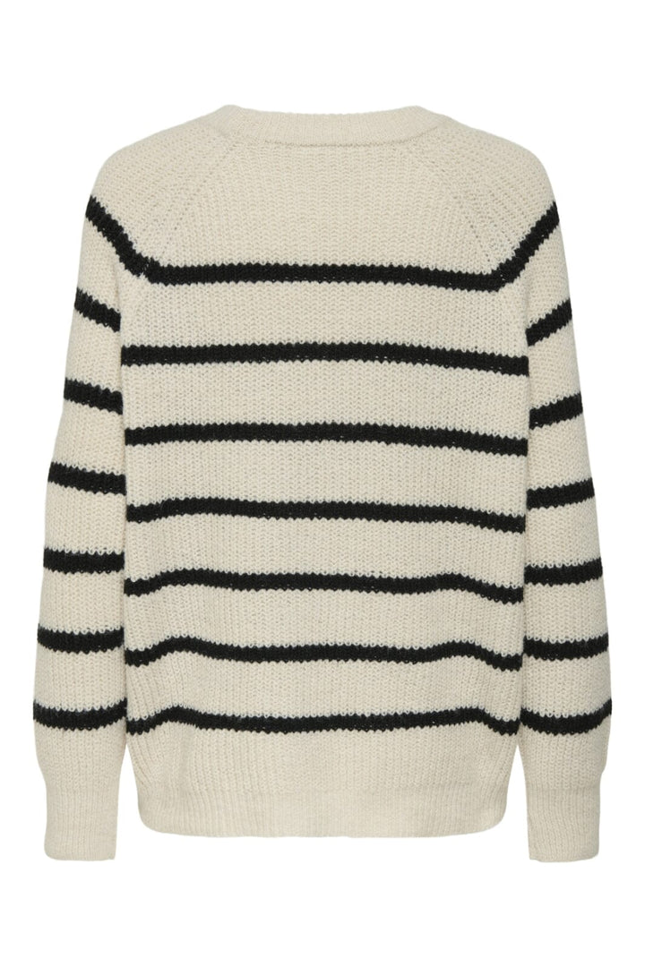 Only - Onlmally Life Ls Loose O-Neck Knt - 4893592 Whitecap Gray Black