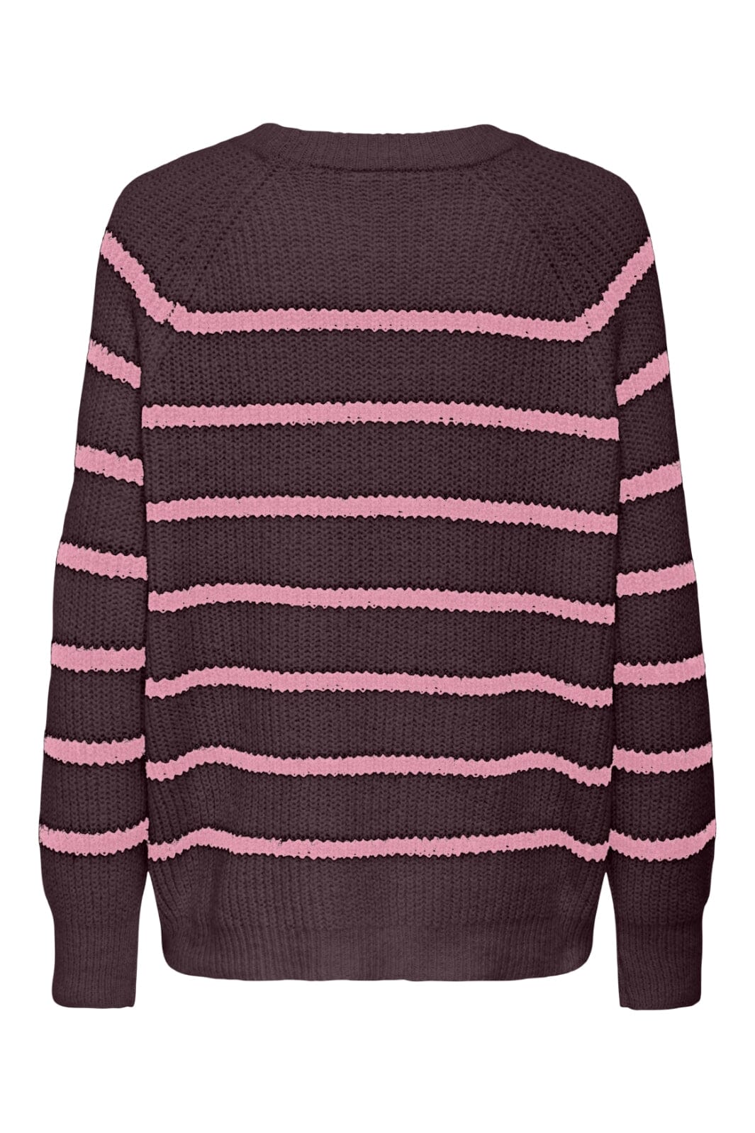 Only - Onlmally Life Ls Loose O-Neck Knt - 4894901 Winetasting Melange/Sea Pink Melange