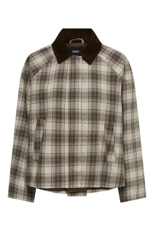 Only - Onlmanilla Check Jacket - 4971493 White Pepper Cocoa Creme & Faded Denim