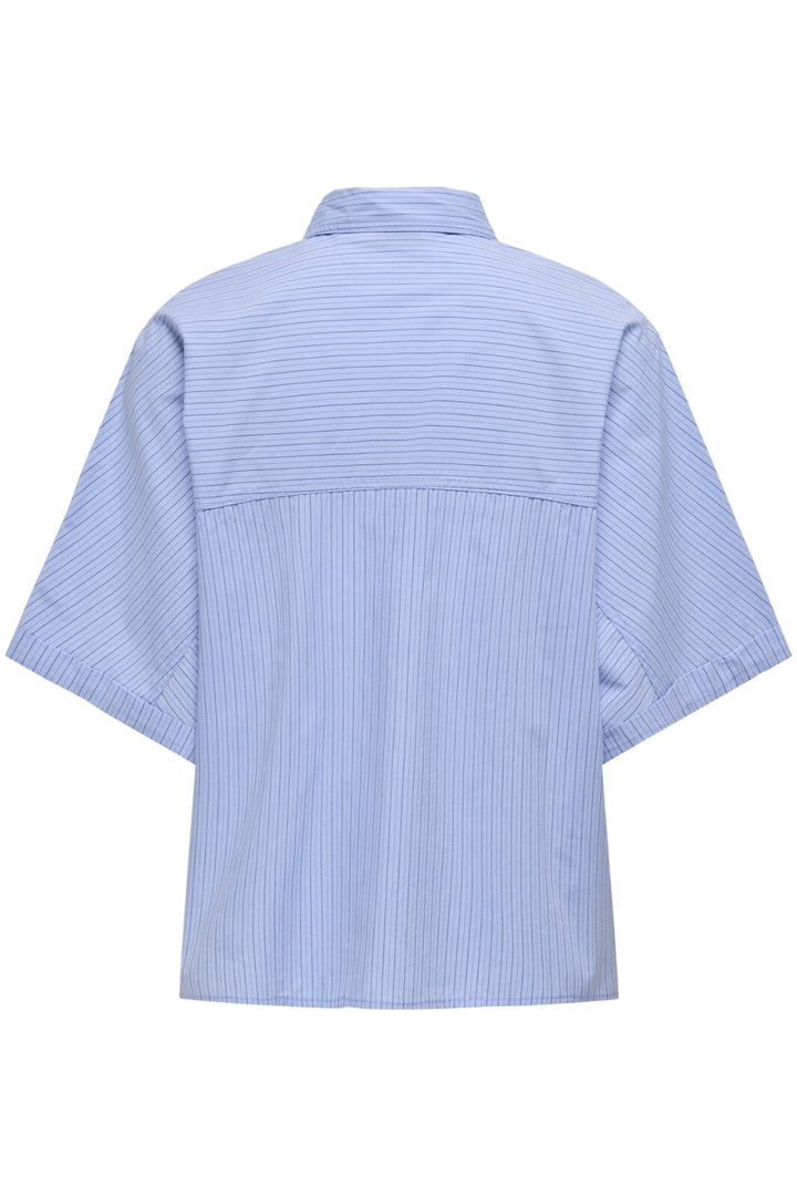 Only - Onlmari Life Ss Boxy Shirt 15348868 - 4765382 - Cashmere Blue W Medium Blue+ Dark Blue