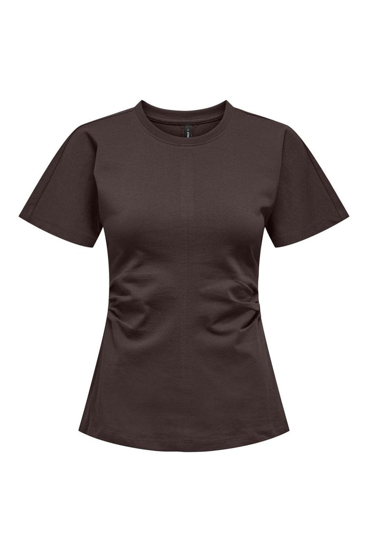 Only - Onlmarie Life S/S Ruching Top - 4958525 Seal Brown