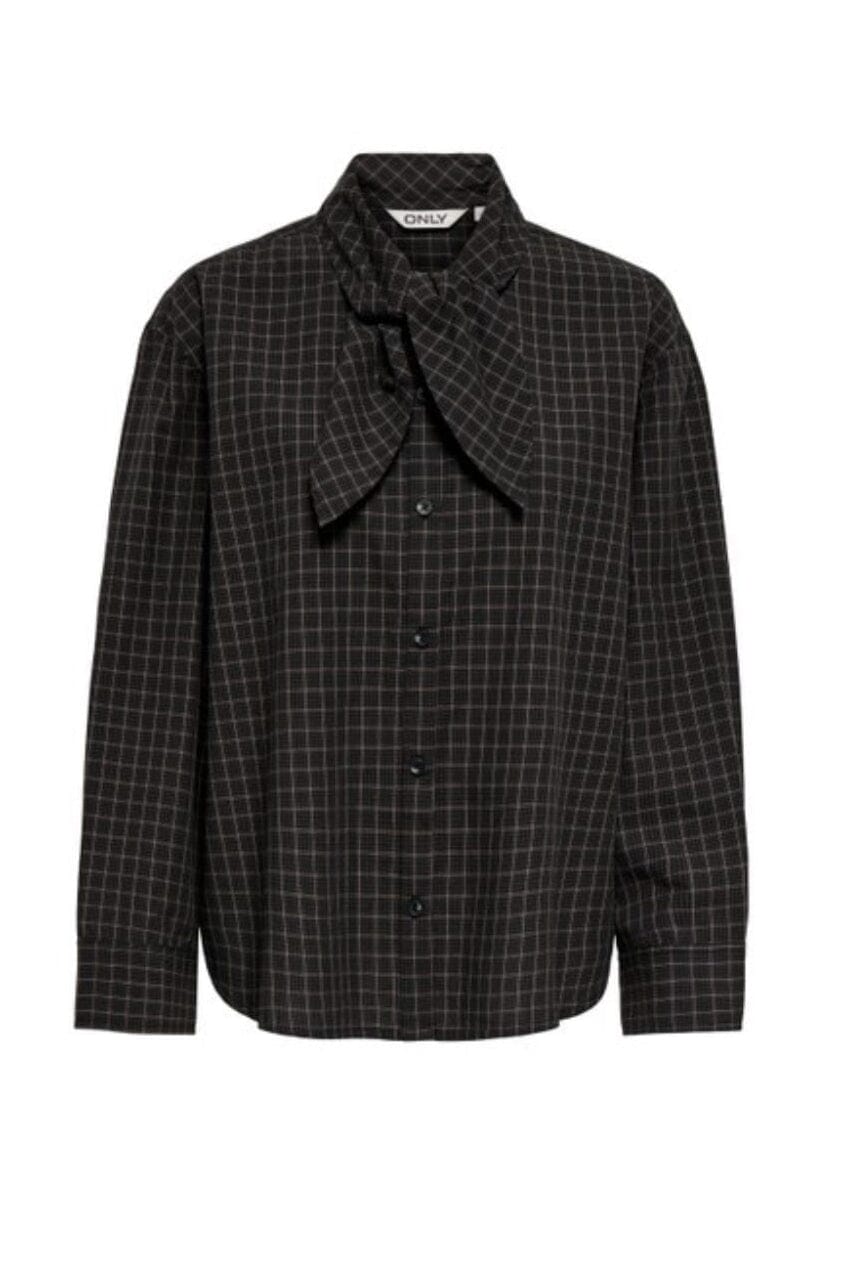 Only - Onlmaya Check Bow Shirt - 5195883 Black Grey Skjorter 