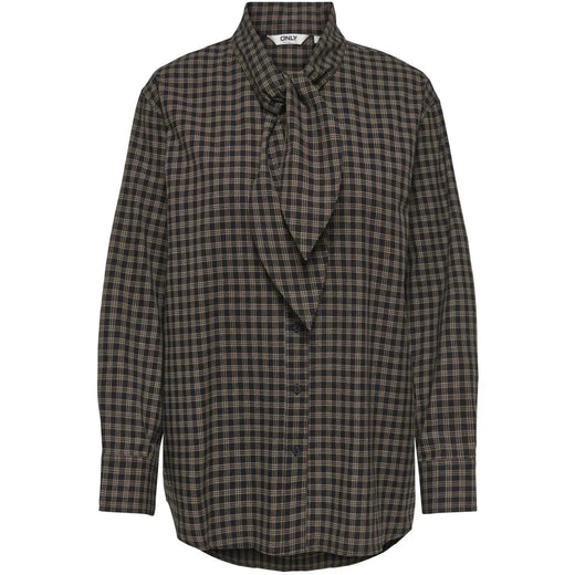 Only - Onlmaylin L/S Scarf Check Shirt - 5144286 Black Harvest Check Tørklæder 
