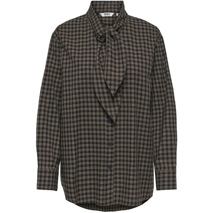 Only - Onlmaylin L/S Scarf Check Shirt - 5144286 Black Harvest Check Tørklæder 