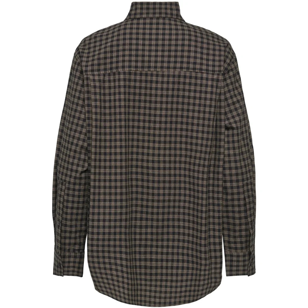 Only - Onlmaylin L/S Scarf Check Shirt - 5144286 Black Harvest Check Tørklæder 