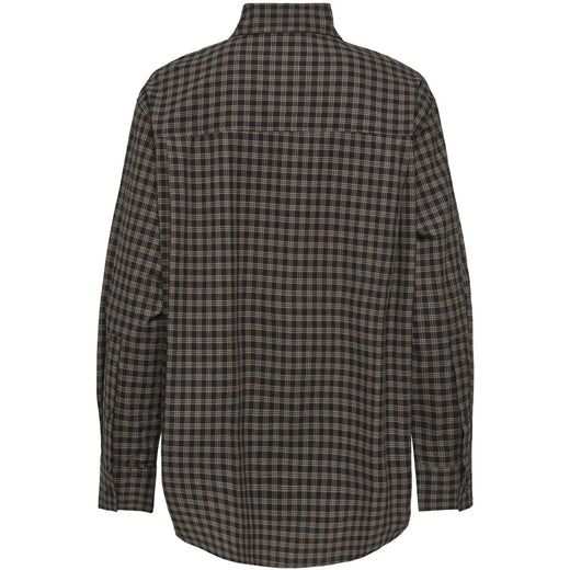Only - Onlmaylin L/S Scarf Check Shirt - 5144286 Black Harvest Check Tørklæder 