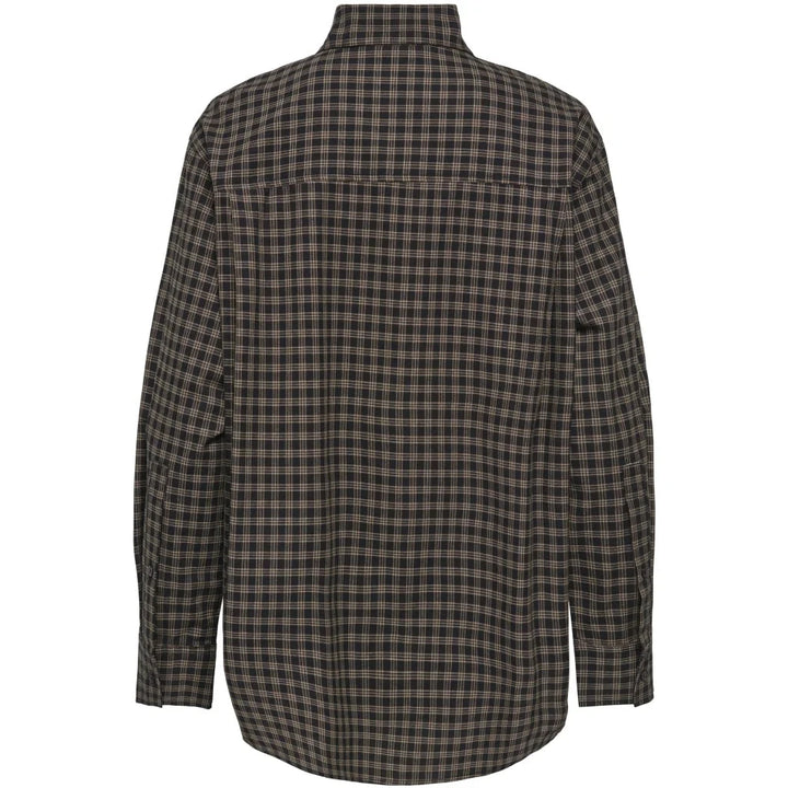Only - Onlmaylin L/S Scarf Check Shirt - 5144286 Black Harvest Check Tørklæder 