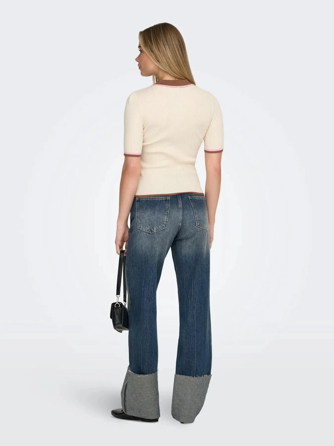 Only - Onlmeddi Life Ss Contrast Polo Cc Knt - 4972164 Birch Toasted/Romance Rose/Dtm Button T-shirts 