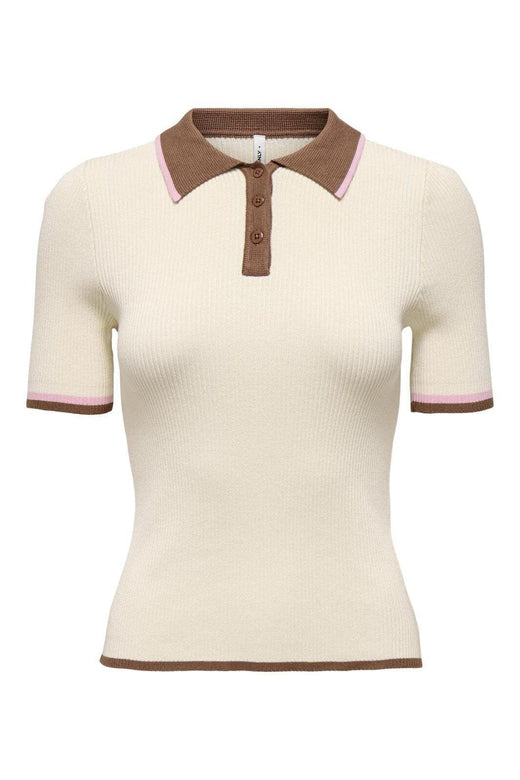 Only - Onlmeddi Life Ss Contrast Polo Cc Knt - 4972164 Birch Toasted/Romance Rose/Dtm Button