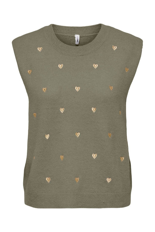 Only - Onlmelody Sl Embroidery O-Neck Knt - 4919770 Mermaid Light Gold Hearts