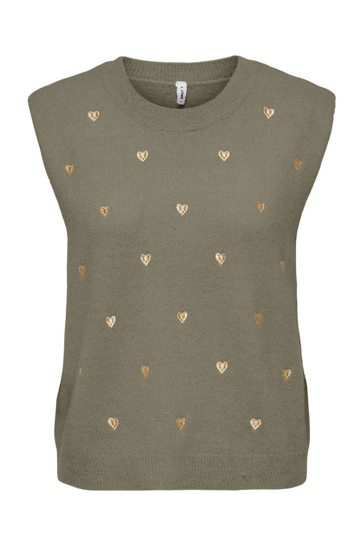 Only - Onlmelody Sl Embroidery O-Neck Knt - 4919770 Mermaid Light Gold Hearts