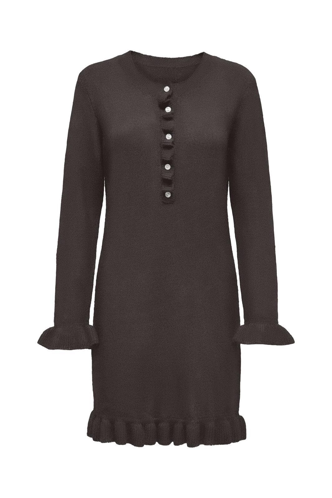 Only - Onlmera Life Ls Frill Dress Knt - 4963440 Chocolate Torte