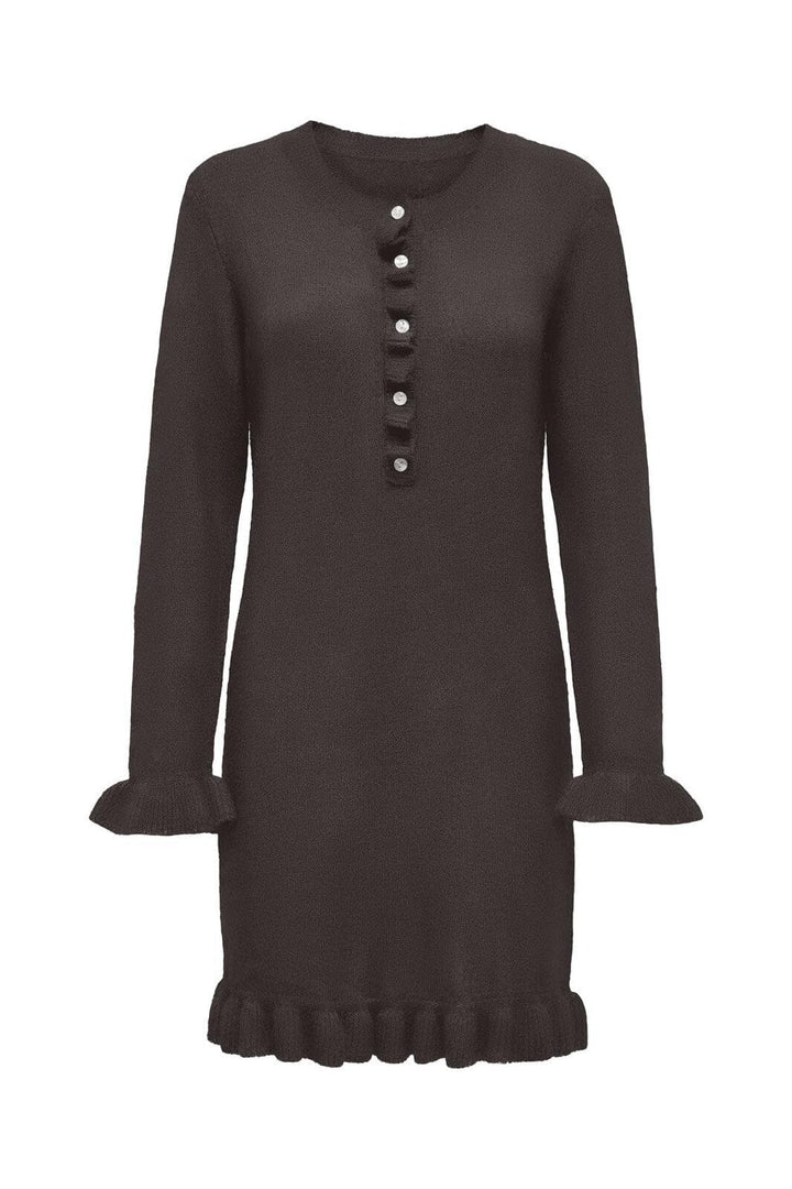Only - Onlmera Life Ls Frill Dress Knt - 4963440 Chocolate Torte