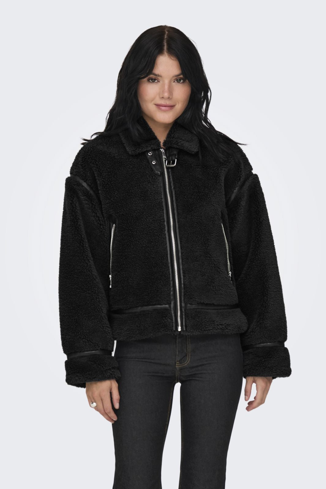 Only - Onlmichelle Teddy Jacket - 4630647 Black Jakker 