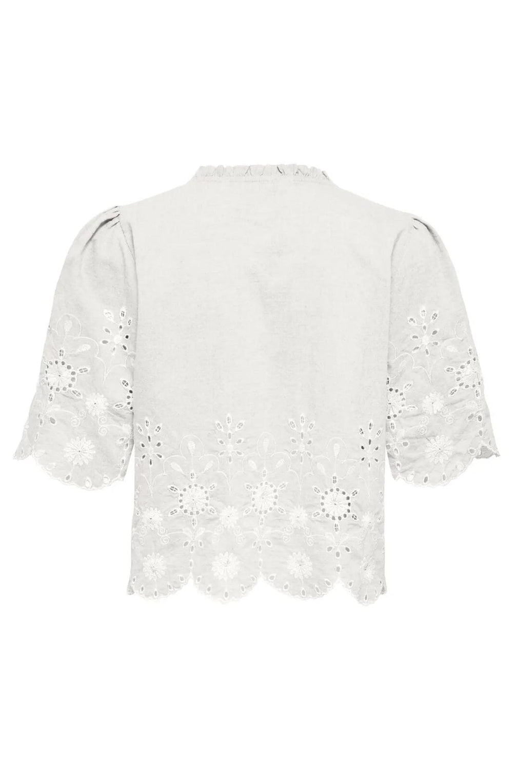 Only - Onlmiffy S/S Emb Tie Top - 4932838 Cloud Dancer