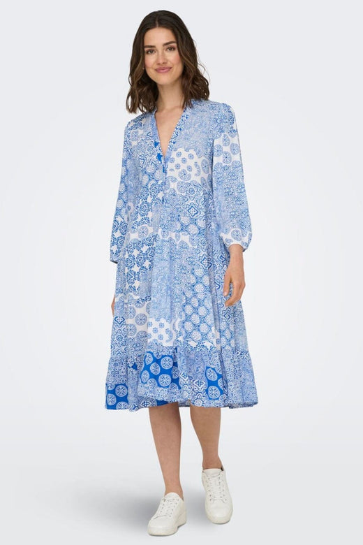 Only - Onlmilana 7/8 Dress - 4840490 Princess Blue Mix Graphic
