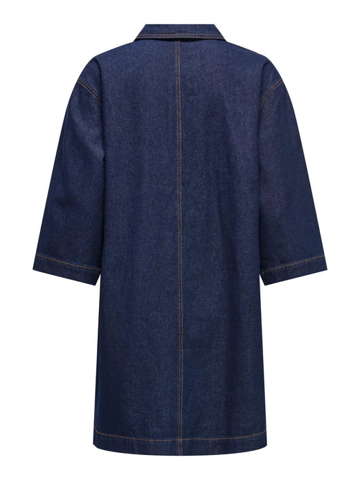 Only - Onlmiles 3/4 Zip Dress Gua - 4935217 Dark Blue Denim Kjoler 