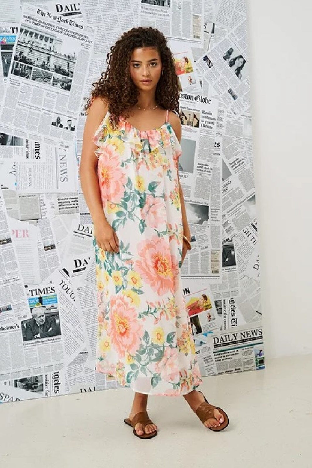 Only - Onlmilla Strap Dress - 4973255 Cloud Dancer Big Flowers Kjoler 