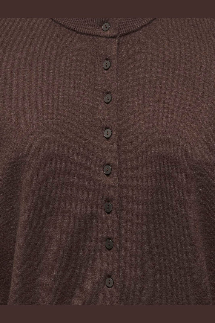 Only - Onlmio Ls O-Neck Button Cardiga Knt - 5052264 Seal Brown Dtm Buttons