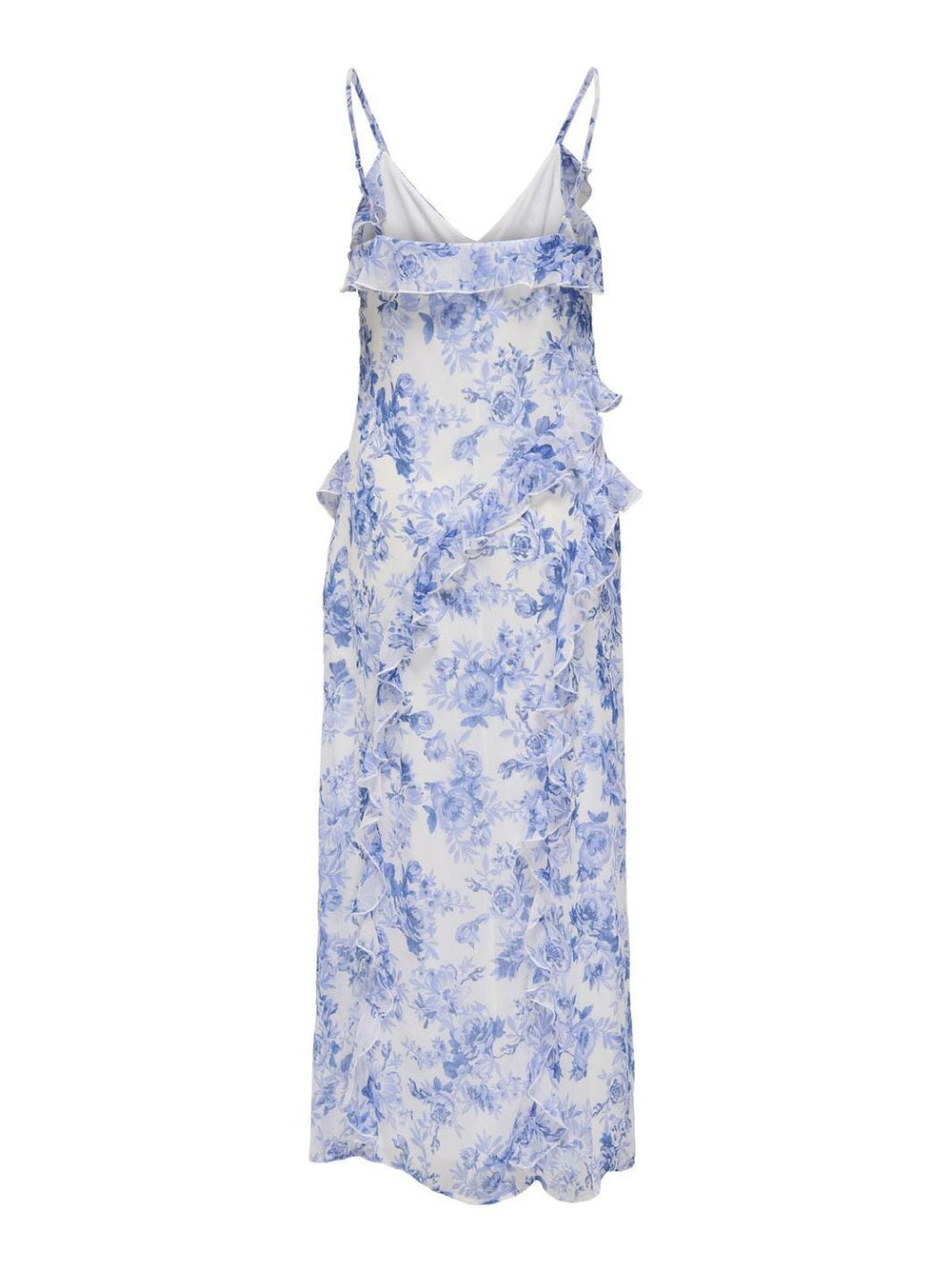 Only - Onlmiriam Life S/L Frill Long Dress - 4769297 Bel Air Blue Porcelain Flowers