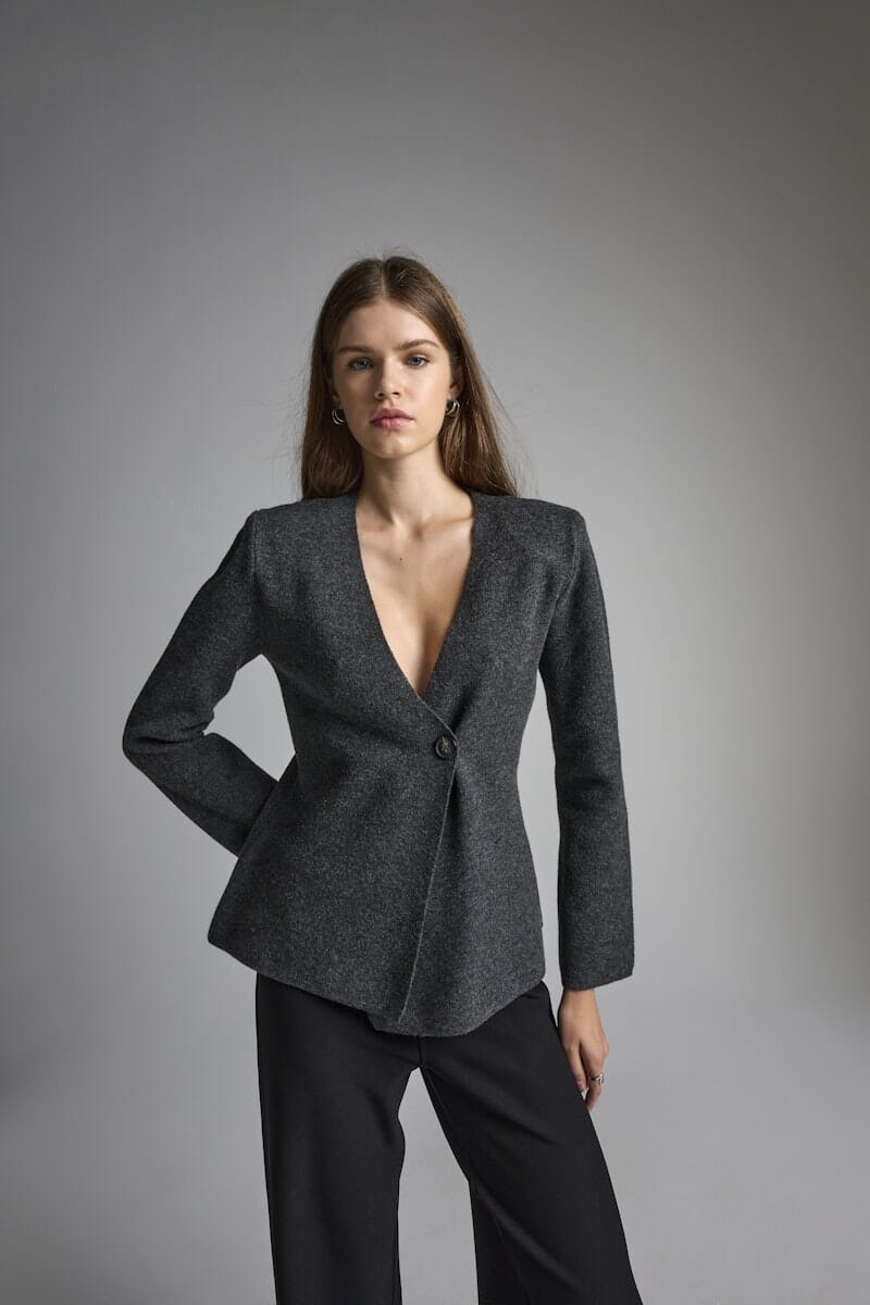 ONLY ONLMYERA LIFE ONE BUTTON - Gilet - dark grey melange/gris foncé ONLY ONLMYERA LIFE ONE BUTTON - Gilet - dark grey melange/gris foncé