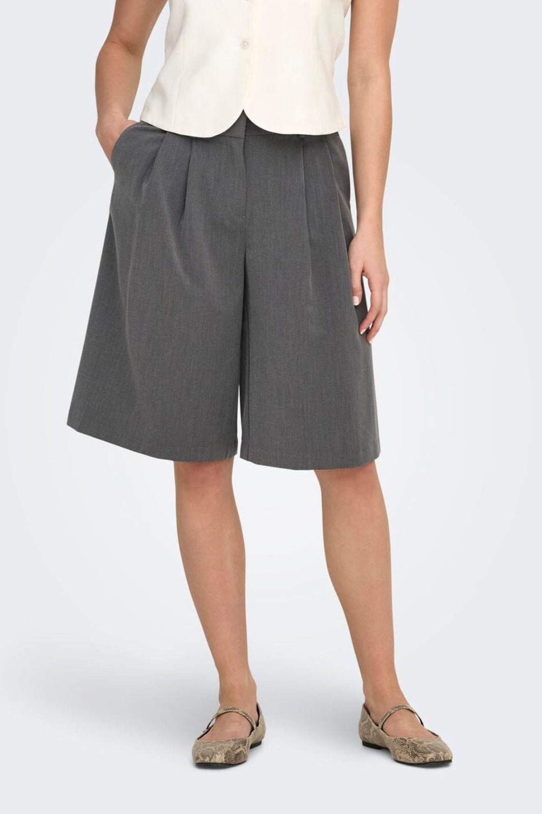 Only - Onlnalina Bermuda Shorts Tlr - 5013572 Medium Grey Melange