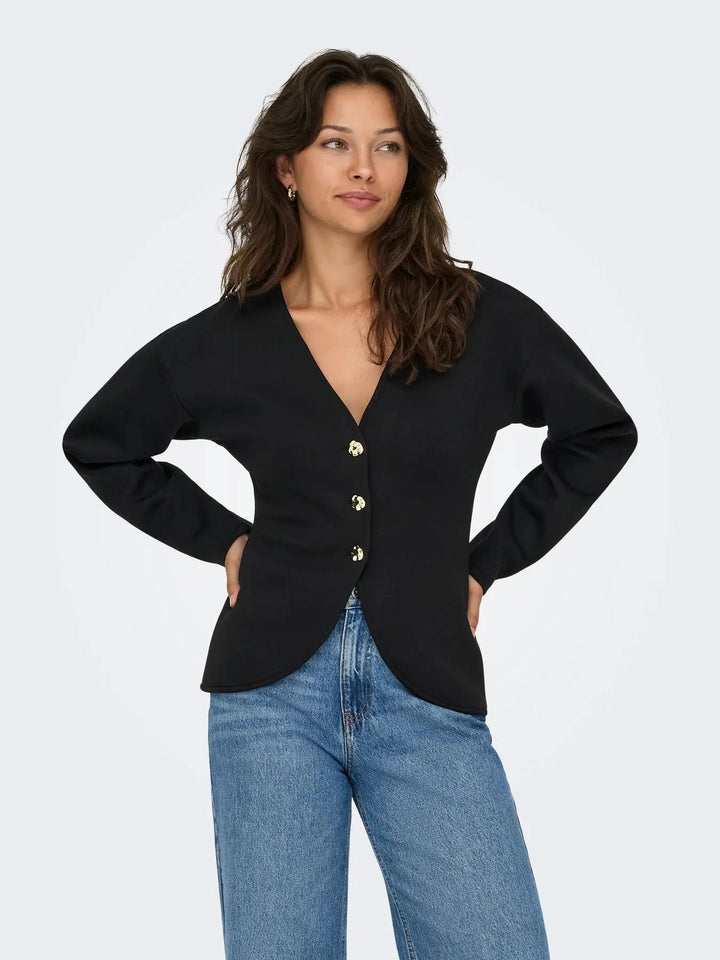 Only - Onlnaomi L/S Cardigan Swt - 4912045 Black Gold Buttons Cardigans 