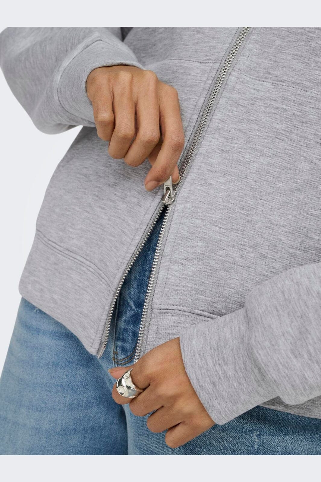 Only - Onlnaomi L/S Two-Way Zip Hoodie Swt - 5112665 Light Grey Melange