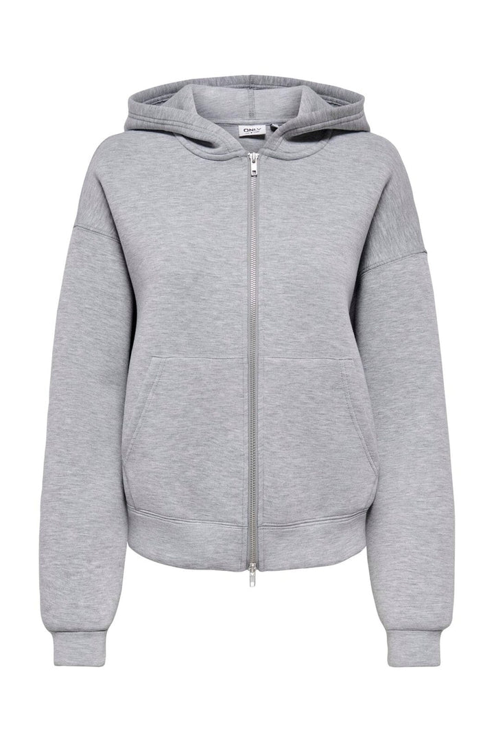 Only - Onlnaomi L/S Two-Way Zip Hoodie Swt - 5112665 Light Grey Melange