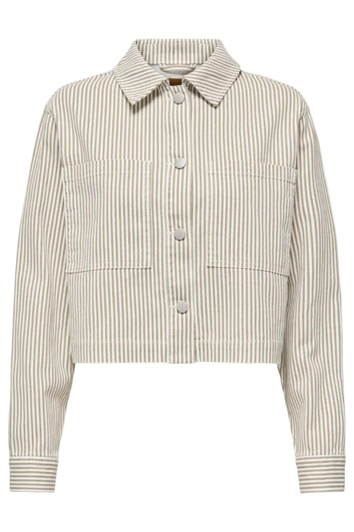 Only - Onlnaomi Stripe Jacket - 4907785 Winter Twig White Jakker 