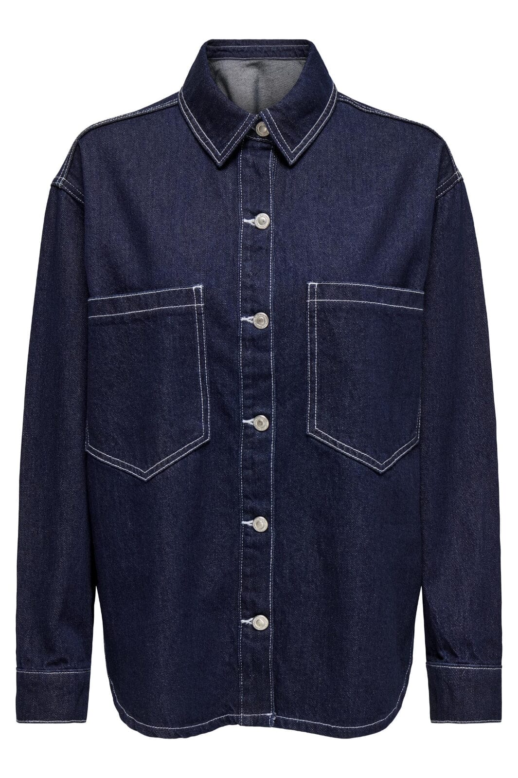 Only - Onlnehva Solid L/S Shirt Azg - 4608294 Dark Blue Denim Skjorter 