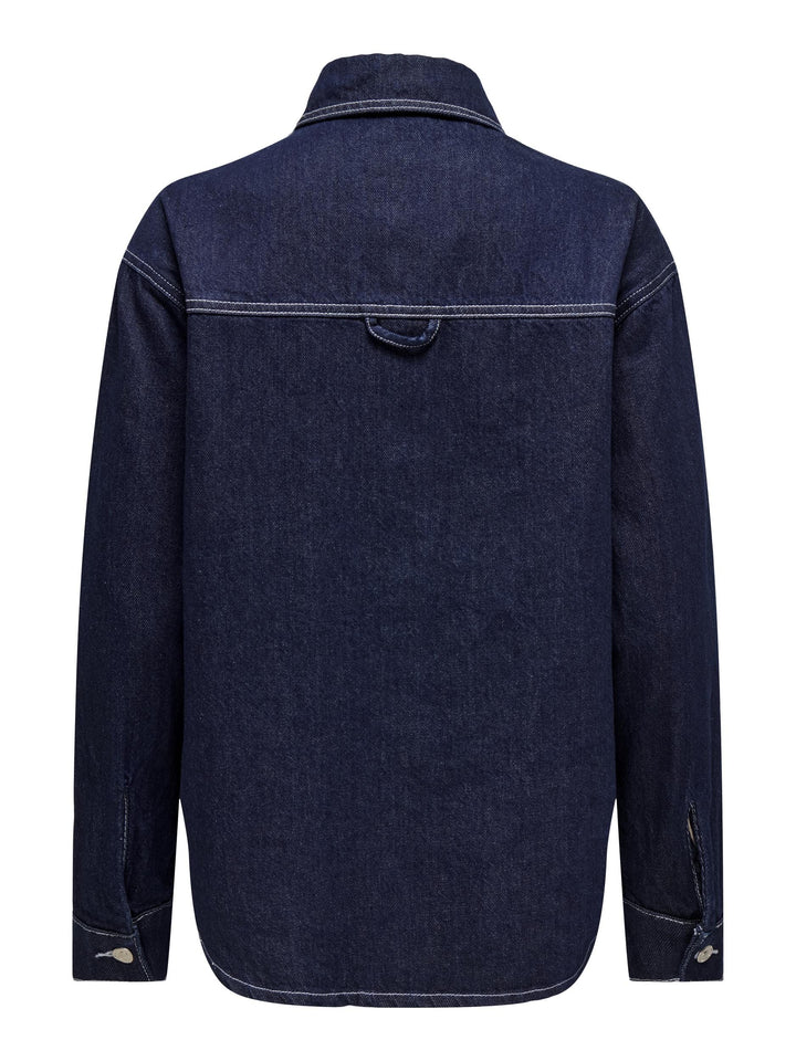 Only - Onlnehva Solid L/S Shirt Azg - 4608294 Dark Blue Denim Skjorter 