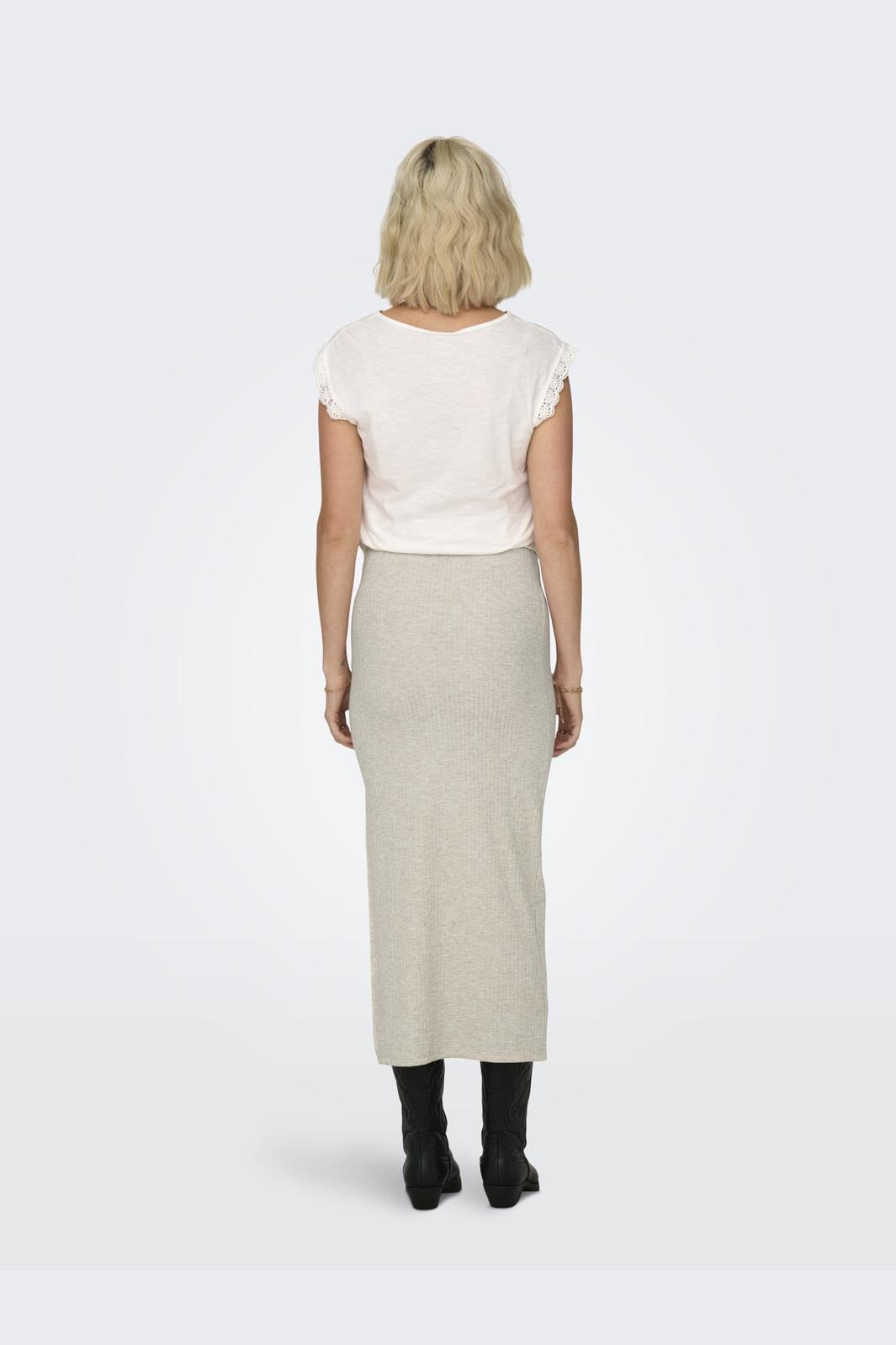 Only - Onlnella Long Side Slit Skirt Box - 4459369 Pumice Stone Melange