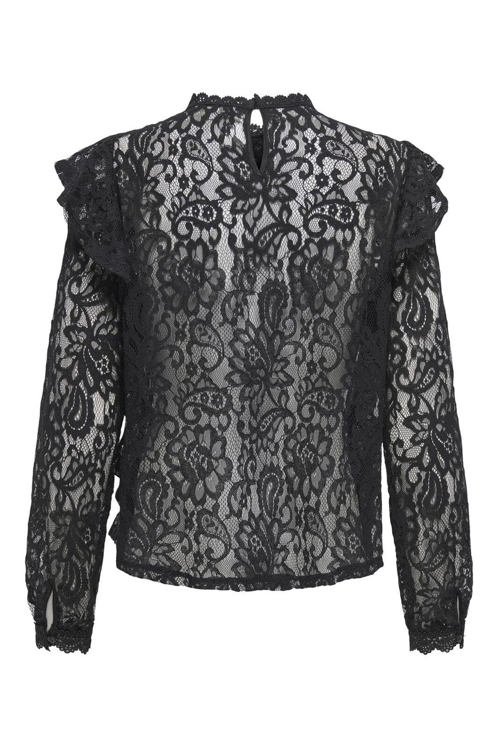 Only - Onlnew Karo Ls Lace Ruffle Top - 4834720 Black