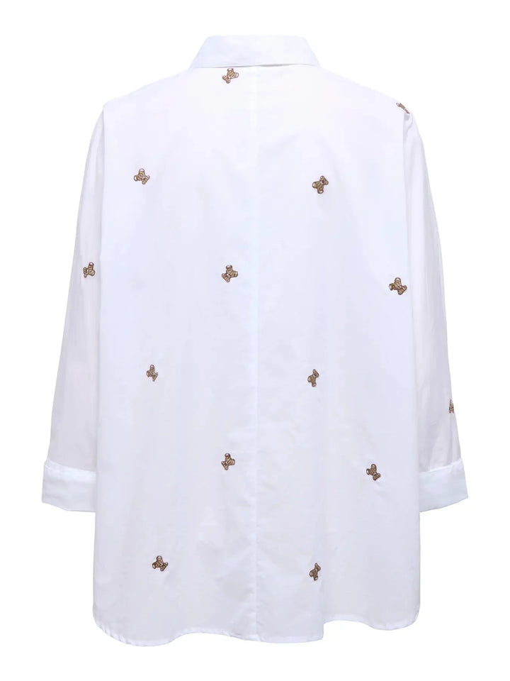 Only - Onlnew Lina Grace Ls Emb Shirt - 4965858 Bright White Light Teddy Skjorter 