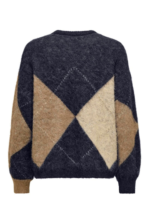 Only - Onlnoeme Life Ls Jq O-Neck Knt - 4895270 Night Sky Cocoa Creme/Biscotti/Melange/Argyle