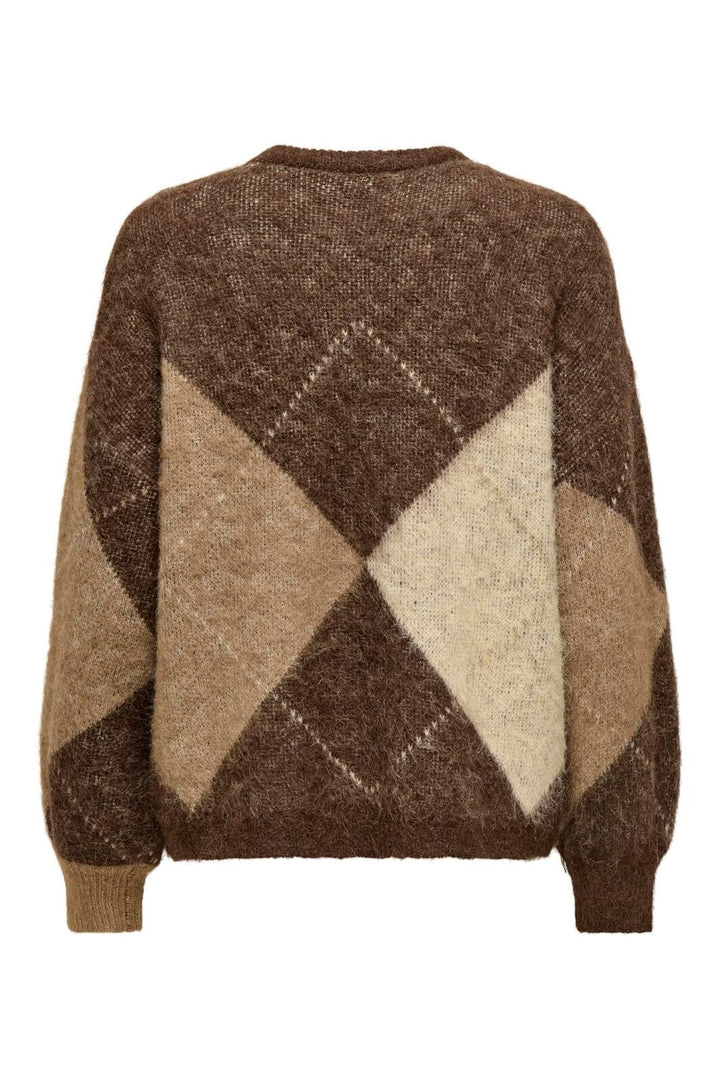 Only - Onlnoeme Life Ls Jq O-Neck Nca Knt - 4894899 Chestnut Cocoa Creme/Biscotti/Melange/Argyle