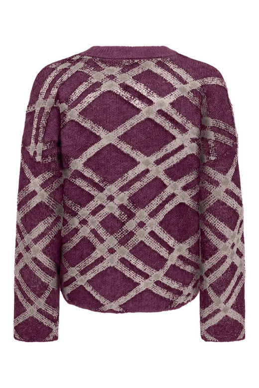 Only - Onlnoeme Ls Pattern O-Neck Knt - 5176953 Fig Oatmeal/Mel
