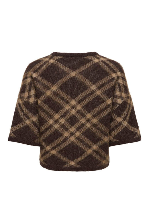Only - Onlnoeme Ss Pattern O-Neck Knt - 5107920 Chocolate Martini Check/Coca Creme/Mel
