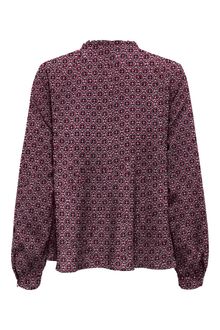 Only - Onlnova Life Vis L/S Monica Top - 4855005 Cabernet 705 Graphic Ivy Toppe 