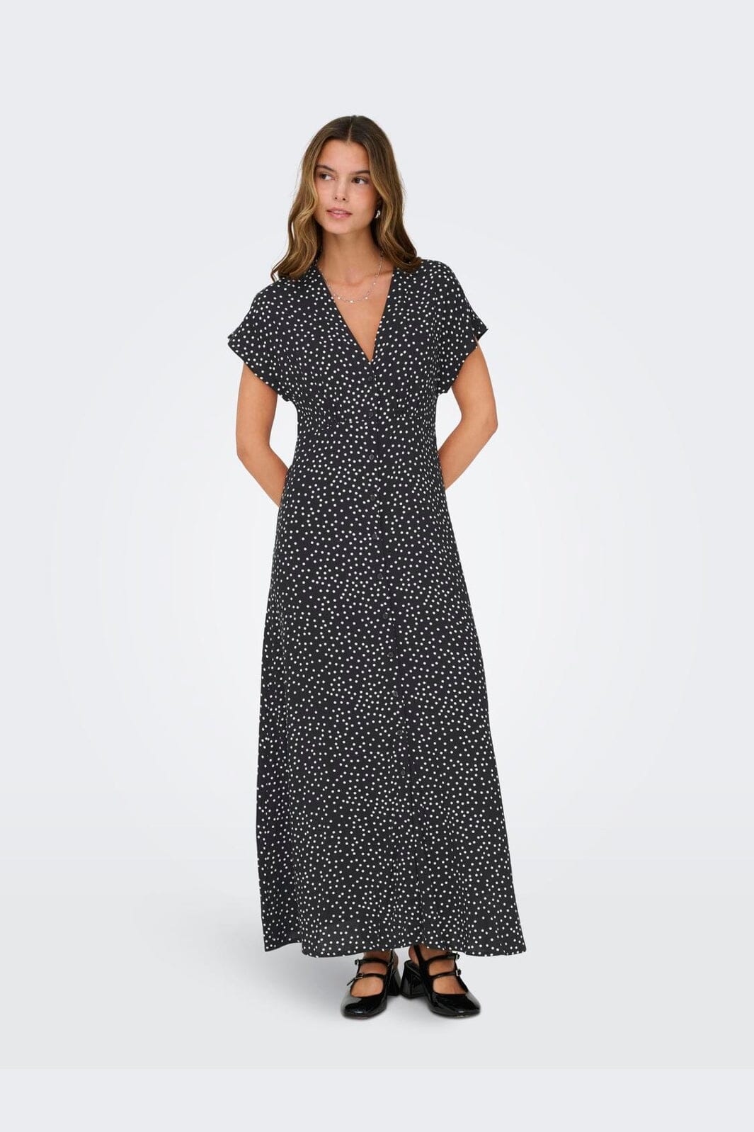 Only - Onlnova Life Vis Mollie Long Dress - 4974125 Black 722 Cool Dots