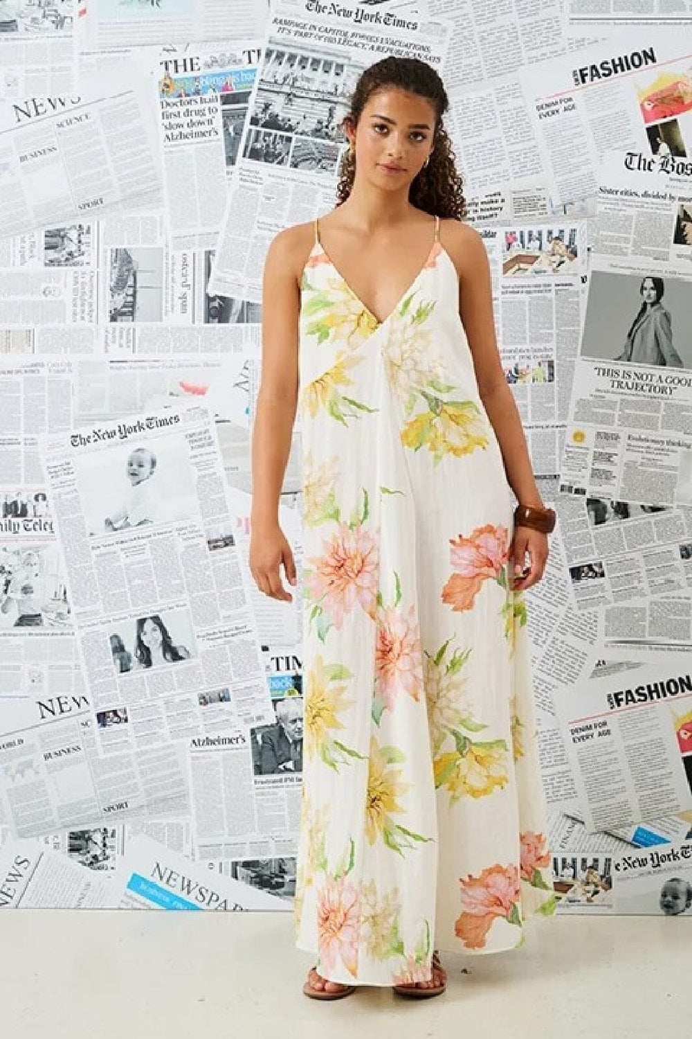 Only - Onlofelia Maxi Strap Dress Ox - 4974716 Cloud Dancer Summer Floral Kjoler 