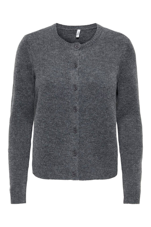 Only - Onlolivia Ls O-Neck Cardigan Cc Knt - 5084224 Dark Grey Melange Dtm Horn Button