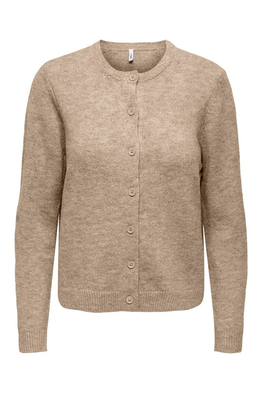 Only - Onlolivia Ls O-Neck Cardigan Cc Knt - 5101146 Humus Melange/Dtm Horn Button