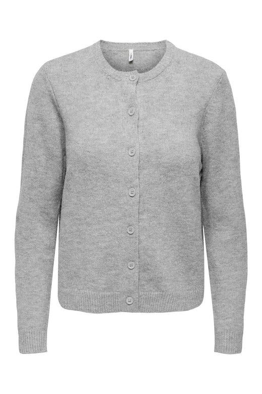 Only - Onlolivia Ls O-Neck Cardigan Cc Knt - 5101234 Light Grey Melange Dtm Horn Button