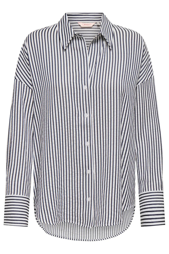 Only - Onloregon Bari L/S Stripe Shirt - 4965813 Black Bright White Skjorter 